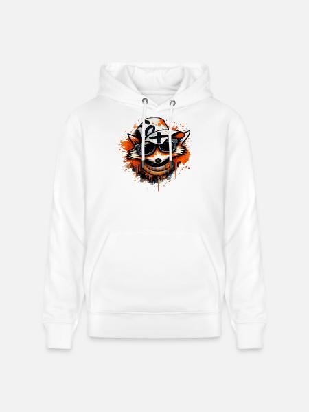 Cool fox with cap and sunglasses - Stanley/Stella CRUISER Unisex Organic Hoodie - white