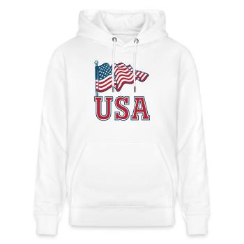 Drapeau des États-Unis - Sweat à capuche bio CRUISER Stanley/Stella Unisexe - blanc - Devant - Alina (178cm) & Michal (187cm)