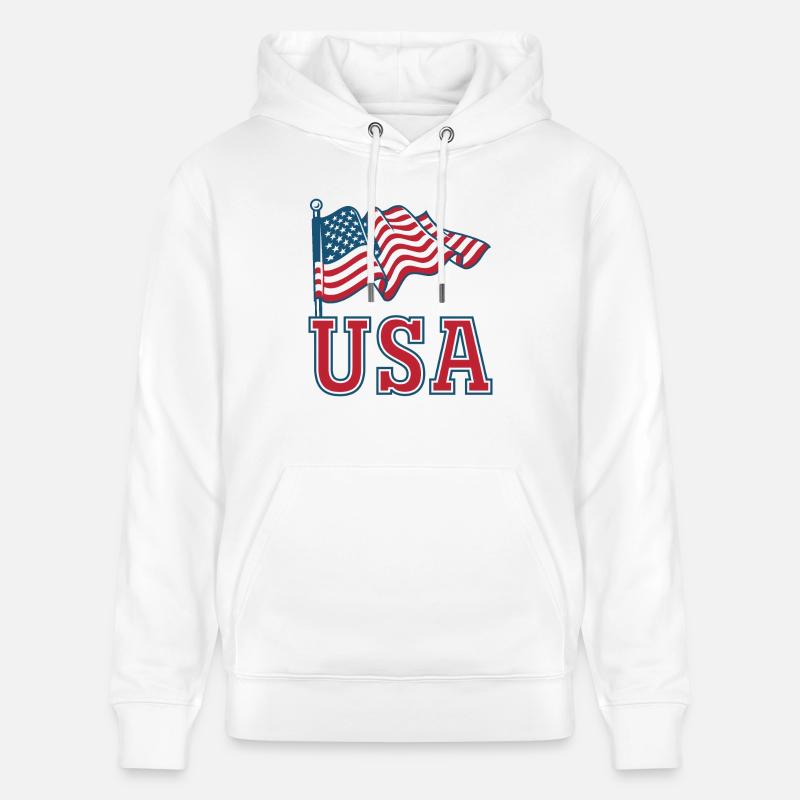 Drapeau des États-Unis - Sweat à capuche bio CRUISER Stanley/Stella Unisexe - blanc