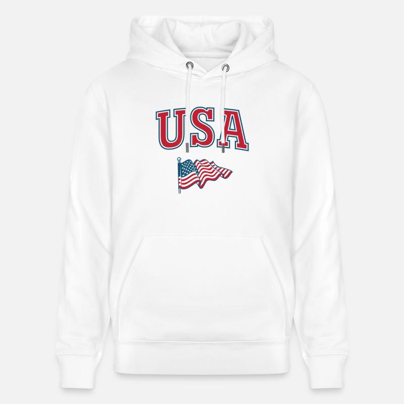 Drapeau des États-Unis - Sweat à capuche bio CRUISER Stanley/Stella Unisexe - blanc