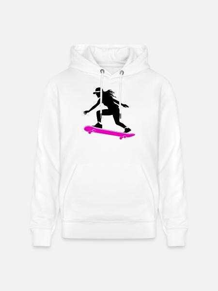 Skateboarding Woman Symbol Skateboard - Stanley/Stella CRUISER Unisex Organic Hoodie - white