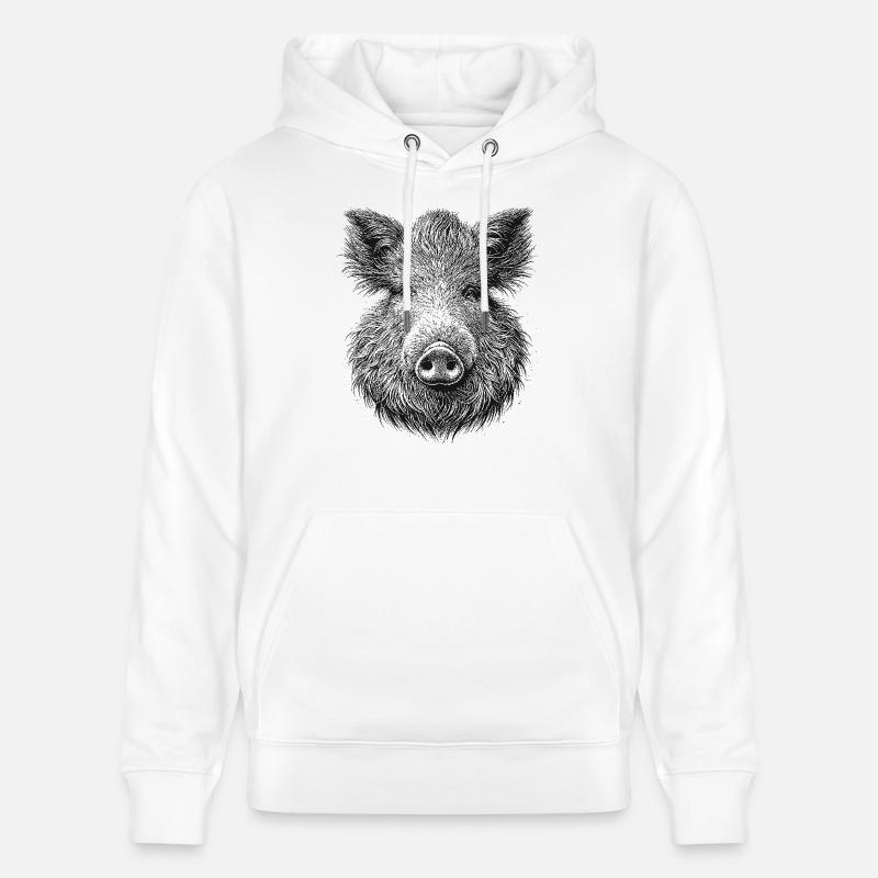 Sanglier - Sweat à capuche bio CRUISER Stanley/Stella Unisexe - blanc
