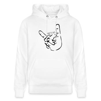 Heavy Metal Pommesgabel - Stanley/Stella Unisex Bio-Hoodie CRUISER  - Weiß - Vorne - Alina (178cm) & Michal (187cm)