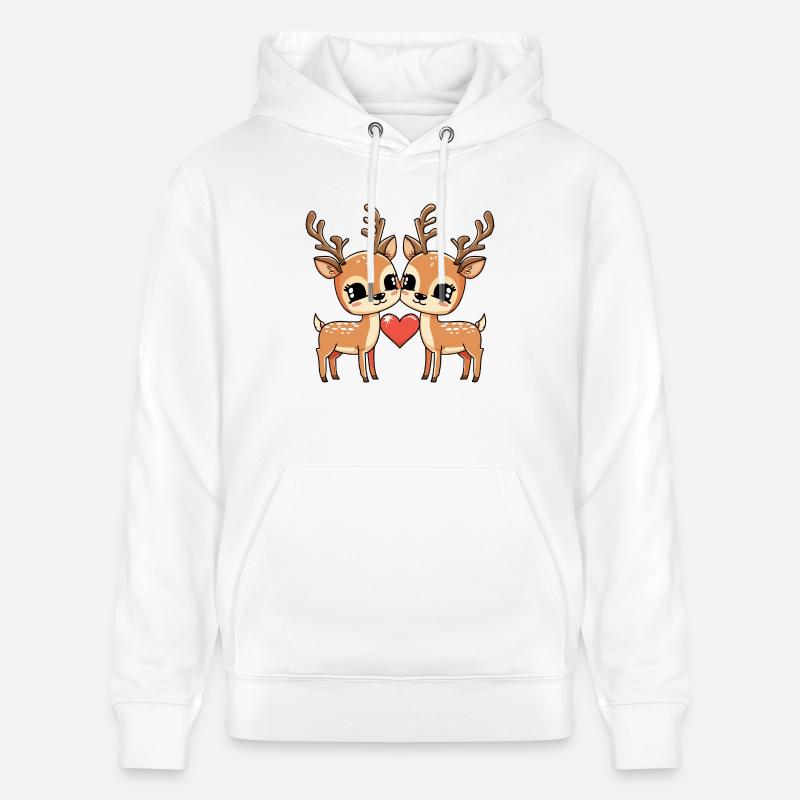Couple de cerfs Saint-Valentin - Sweat à capuche bio CRUISER Stanley/Stella Unisexe - blanc