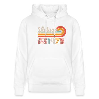 1975 Jubiläum Jahrgang 1975 - Stanley/Stella Unisex Bio-Hoodie CRUISER  - Weiß - Vorne - Alina (178cm) & Michal (187cm)