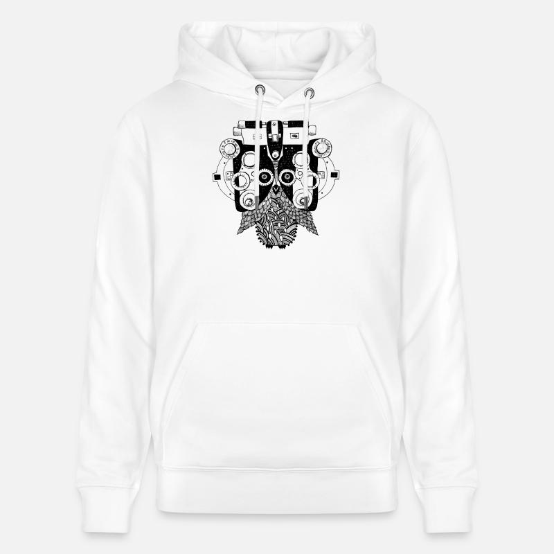 Phoropter Eule beim Sehtest - Stanley/Stella Unisex Bio-Hoodie CRUISER  - Weiß