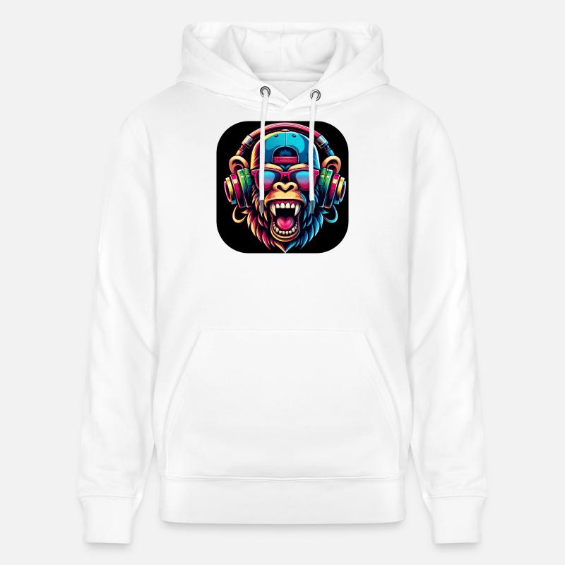 Singe Coloré Dents Rugissement Cap - Sweat à capuche bio CRUISER Stanley/Stella Unisexe - blanc