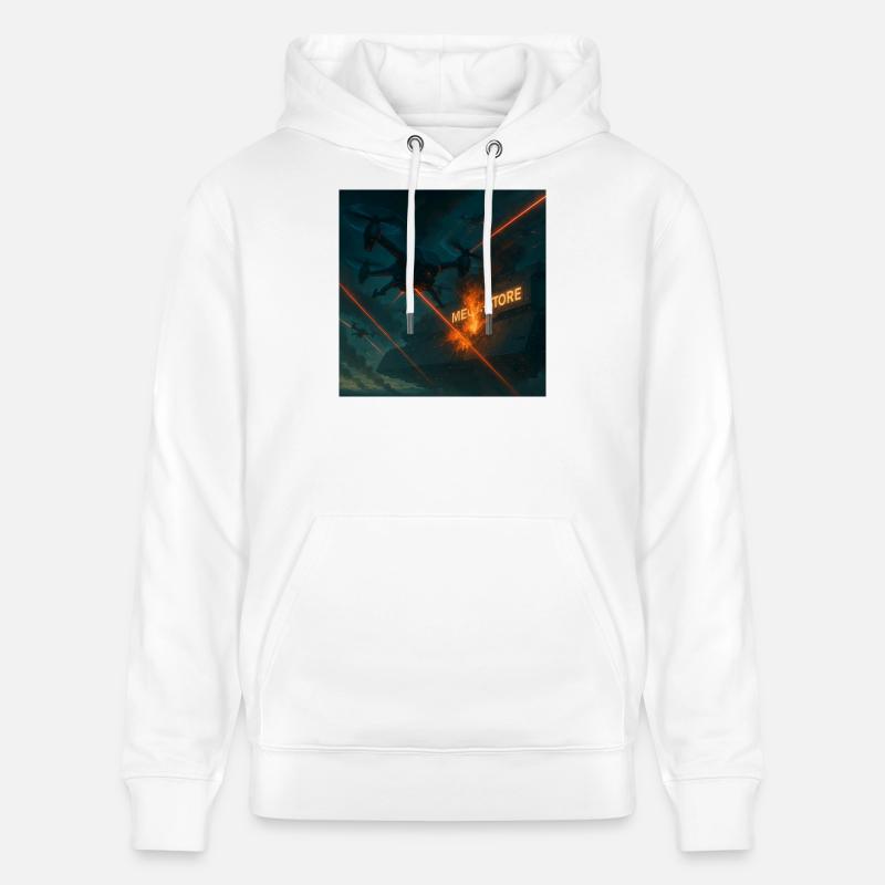 Futuristisches Angriffsbild eines Luftwaffenstützpunkts - Stanley/Stella Unisex Bio-Hoodie CRUISER  - Weiß