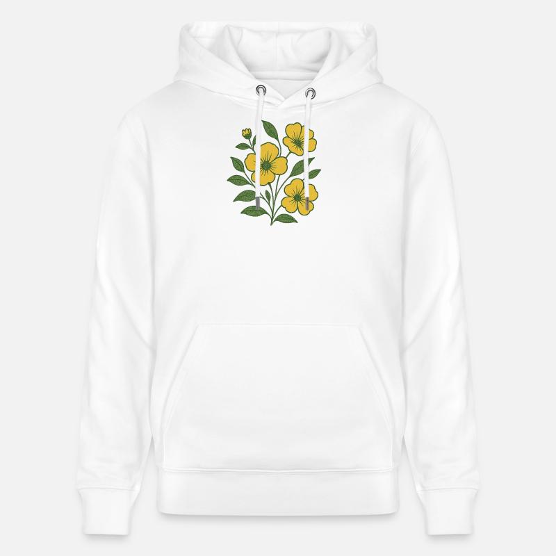 Branche de fleur jaune - Sweat à capuche bio CRUISER Stanley/Stella Unisexe - blanc