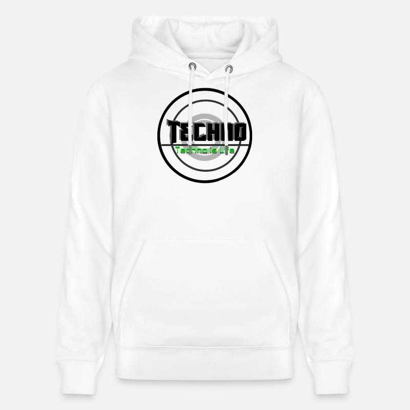 Logo néon Techno is Life - Sweat à capuche bio CRUISER Stanley/Stella Unisexe - blanc