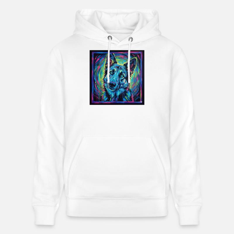 Neon-Wolfsblick - Stanley/Stella Unisex Bio-Hoodie CRUISER - Weiß