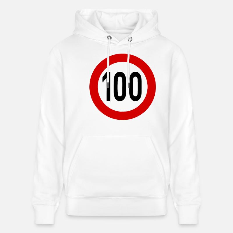 Geschwindigkeitsszeichen TempoLimit 100 Schild - Stanley/Stella Unisex Bio-Hoodie CRUISER - Weiß
