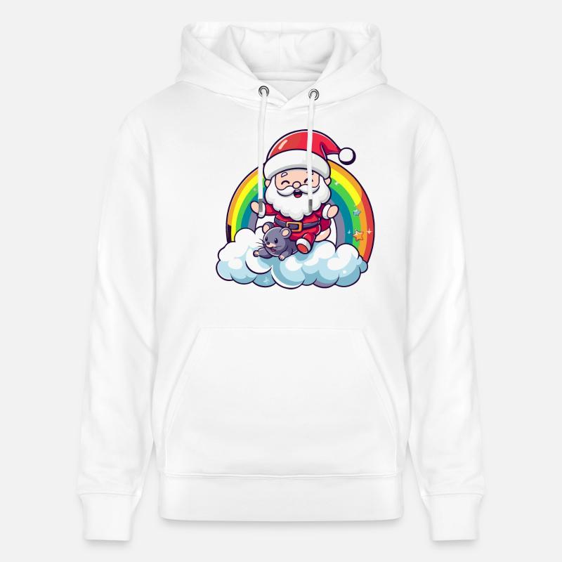Souris Père Noël Arc-en-ciel - Sweat à capuche bio CRUISER Stanley/Stella Unisexe - blanc