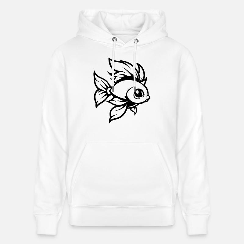 Poisson rouge Poisson Bande Dessinée - Sweat à capuche bio CRUISER Stanley/Stella Unisexe - blanc
