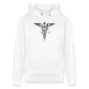 Äskulapstab Geschenkidee - Stanley/Stella Unisex Bio-Hoodie CRUISER  - Weiß - Vorne - Alina (178cm) & Michal (187cm)