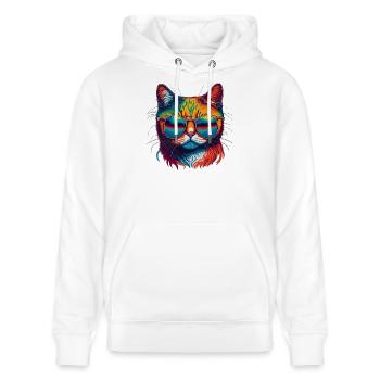 Cool Cat - Stanley/Stella Unisex Bio-Hoodie CRUISER  - Weiß - Vorne - Alina (178cm) & Michal (187cm)