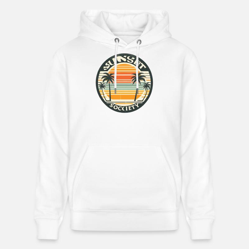 Coucher de soleil avec les palmiers - Sweat à capuche bio CRUISER Stanley/Stella Unisexe - blanc
