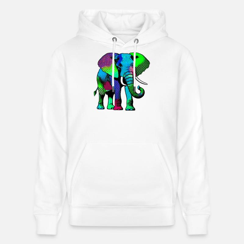 Éléphant - Sweat à capuche bio CRUISER Stanley/Stella Unisexe - blanc