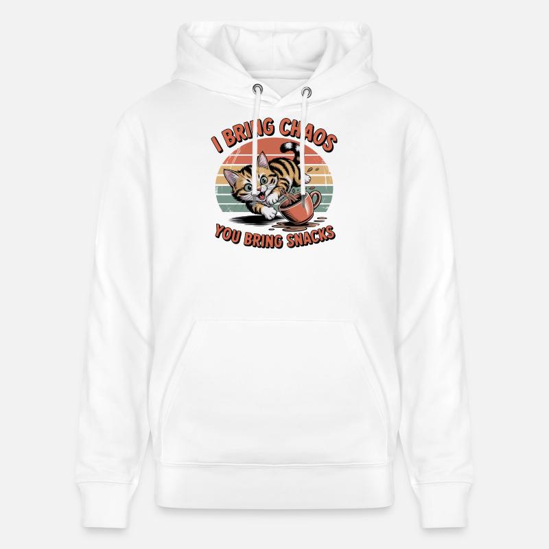 Chat du Chaos et Snacks - Sweat à capuche bio CRUISER Stanley/Stella Unisexe - blanc
