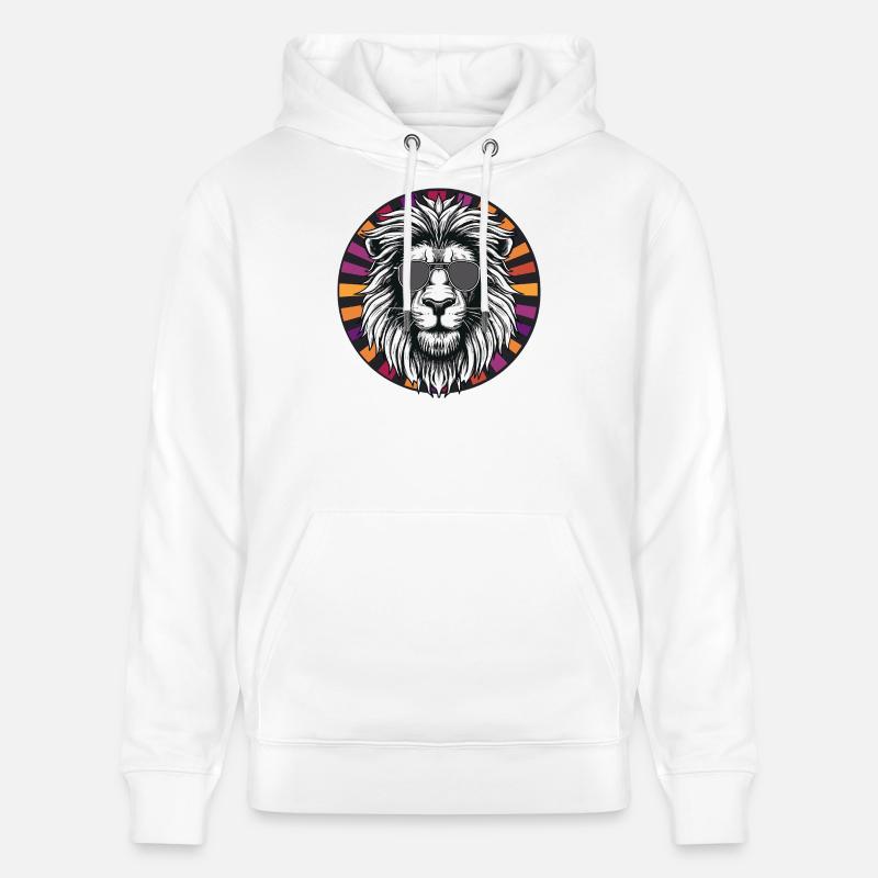 Lion avec lunettes de soleil - Sweat à capuche bio CRUISER Stanley/Stella Unisexe - blanc