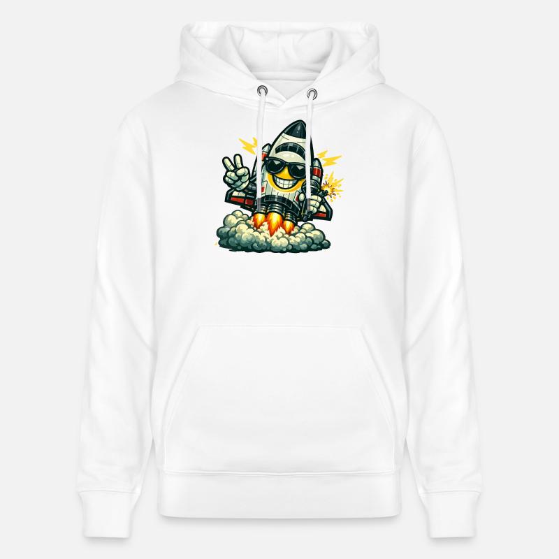 Canard Fusée Spatiale avec Micro - Sweat à capuche bio CRUISER Stanley/Stella Unisexe - blanc