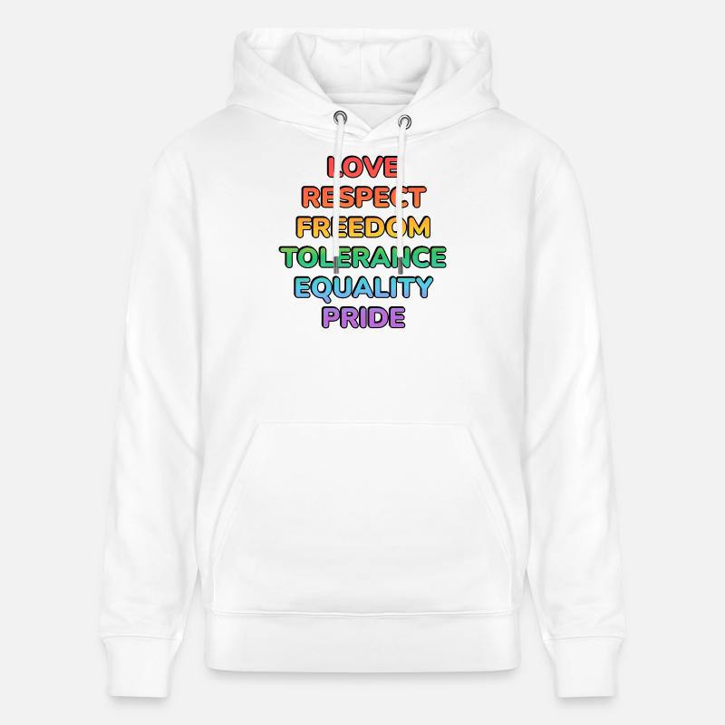 Pride Values Regenbogentext - Stanley/Stella Unisex Bio-Hoodie CRUISER  - Weiß