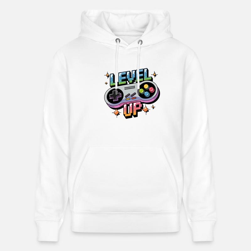 Level Up - Manette de jeu - Sweat à capuche bio CRUISER Stanley/Stella Unisexe - blanc
