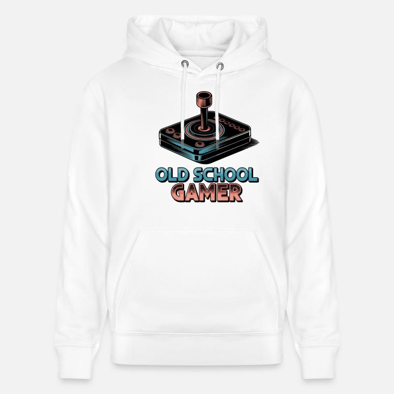 Old School Gamer – Joystick rétro - Sweat à capuche bio CRUISER Stanley/Stella Unisexe - blanc