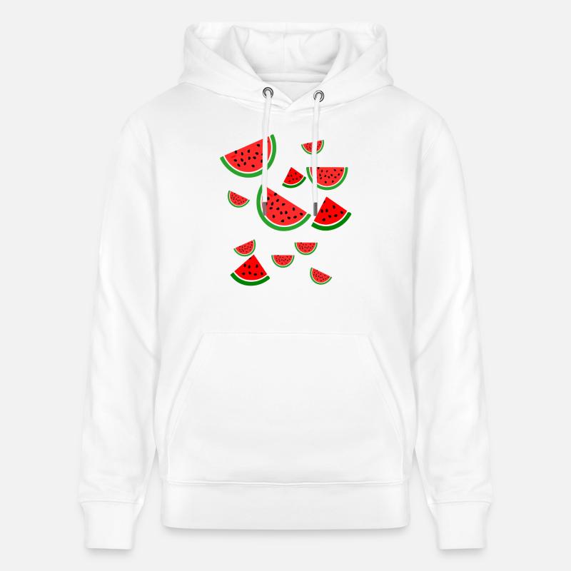 Melon pastèque - Sweat à capuche bio CRUISER Stanley/Stella Unisexe - blanc