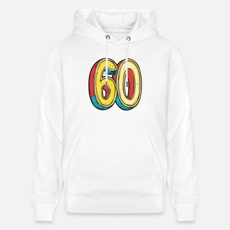 60 Symbole numérique - Sweat à capuche bio CRUISER Stanley/Stella Unisexe - blanc
