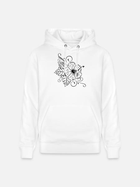 Large hibiscus flower with leaves. - Stanley/Stella CRUISER Unisex Organic Hoodie - white