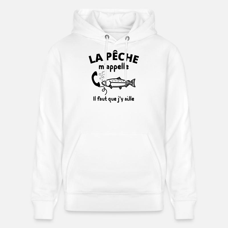 pêche, pêcheur, fan de pêche - Sweat à capuche bio CRUISER Stanley/Stella Unisexe - blanc