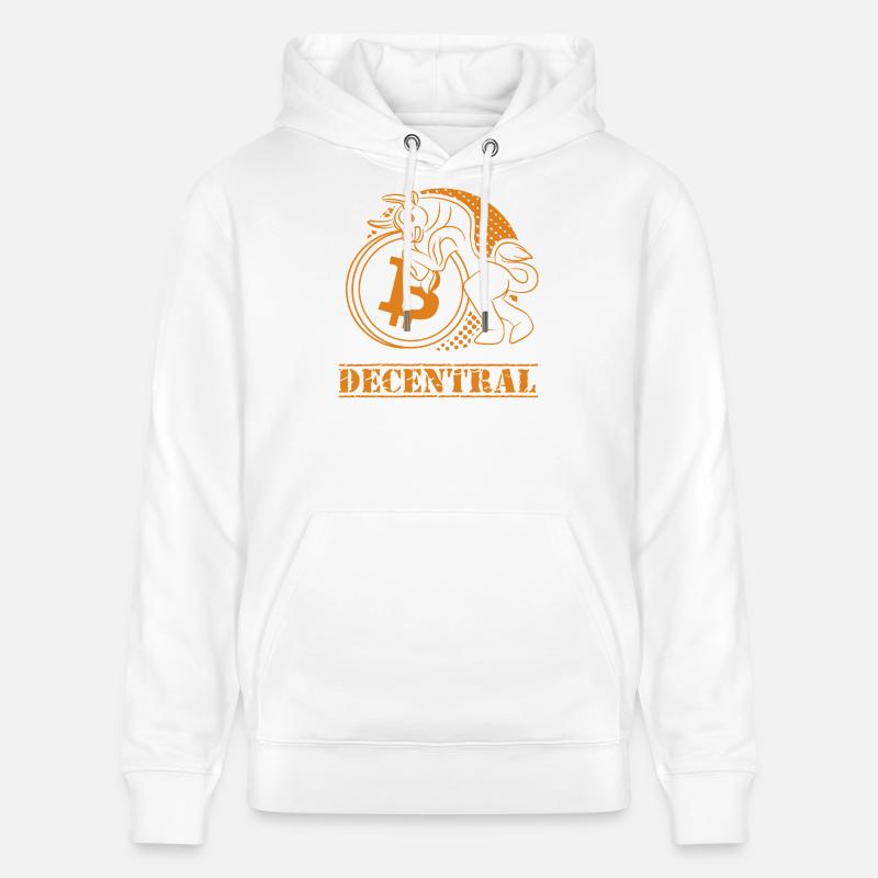 Decentral – Design classique du Bitcoin - Sweat à capuche bio CRUISER Stanley/Stella Unisexe - blanc