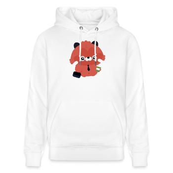 Kawaii Red Panda Bürokaffee - Stanley/Stella Unisex Bio-Hoodie CRUISER  - Weiß - Vorne - Alina (178cm) & Michal (187cm)