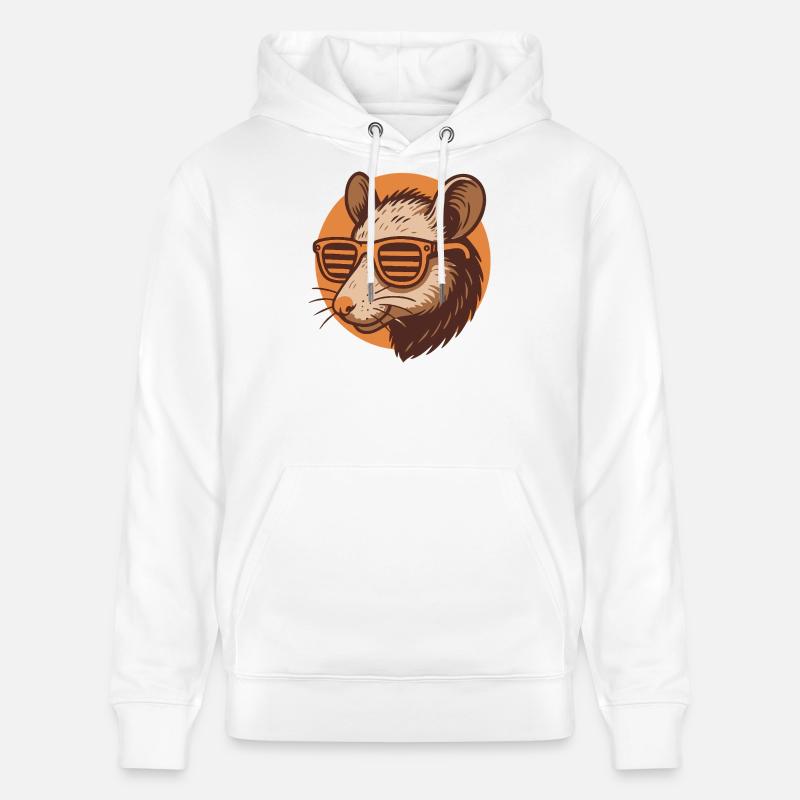 Rat avec des lunettes de soleil - Sweat à capuche bio CRUISER Stanley/Stella Unisexe - blanc