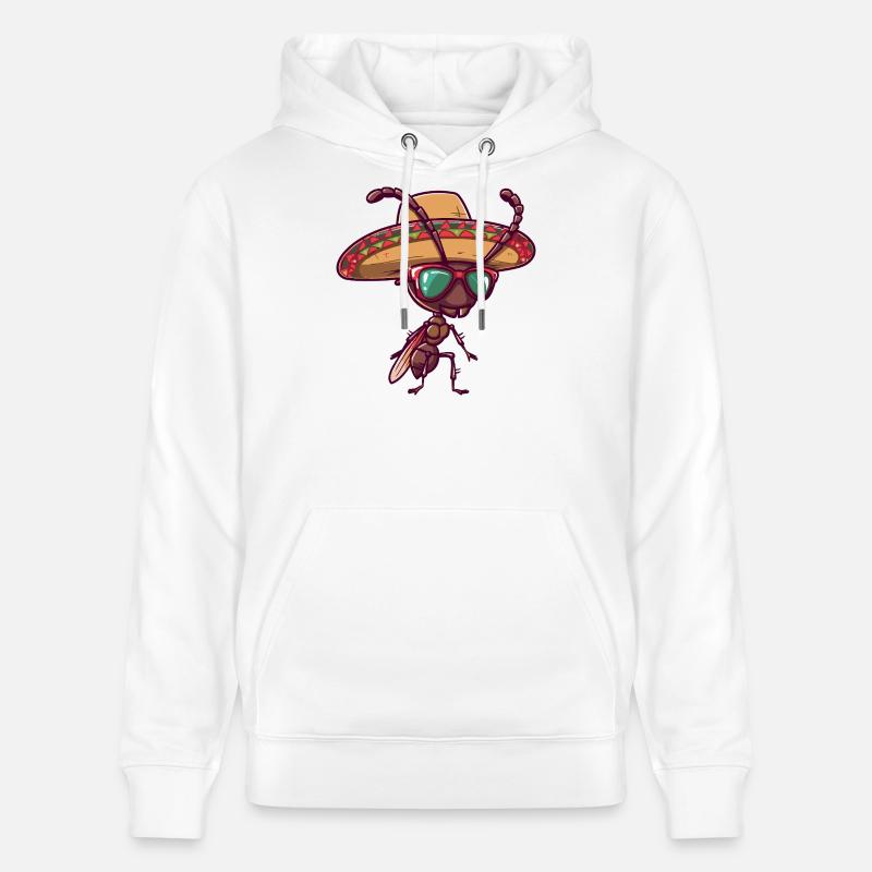 Sombrero drôle de fourmis - Sweat à capuche bio CRUISER Stanley/Stella Unisexe - blanc