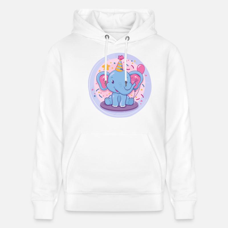 Éléphant Anniversaire Bébé - Sweat à capuche bio CRUISER Stanley/Stella Unisexe - blanc