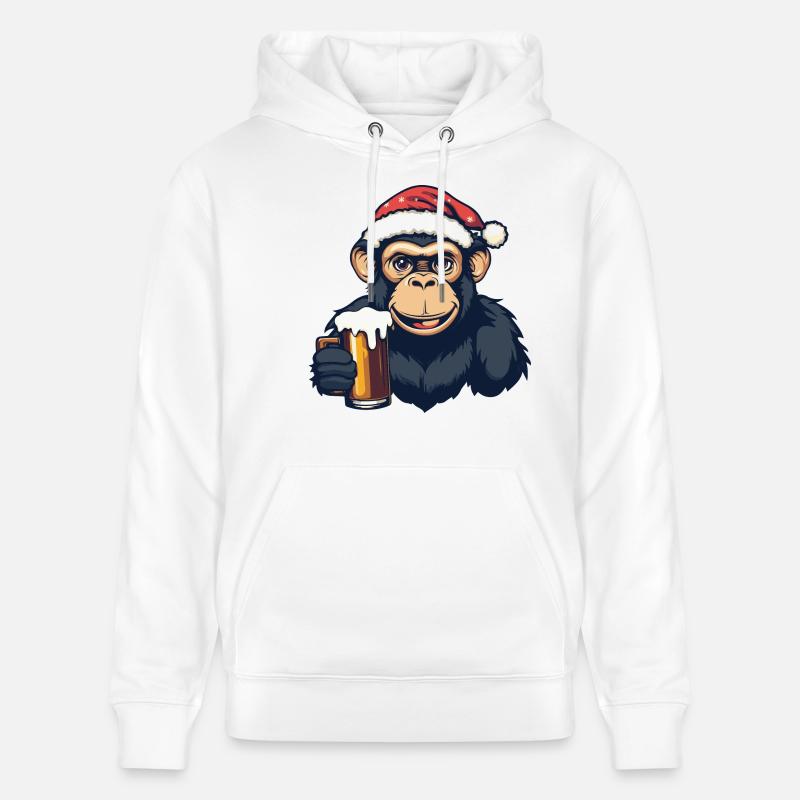 Bière de singe Noël - Sweat à capuche bio CRUISER Stanley/Stella Unisexe - blanc