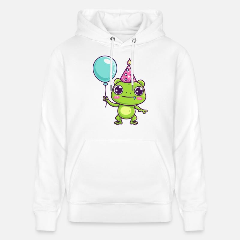 grenouille anniversaire bande dessinée mignon - Sweat à capuche bio CRUISER Stanley/Stella Unisexe - blanc