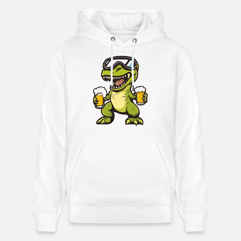 Dinosaure T-Rex Ski Bière - Sweat à capuche bio CRUISER Stanley/Stella Unisexe - blanc