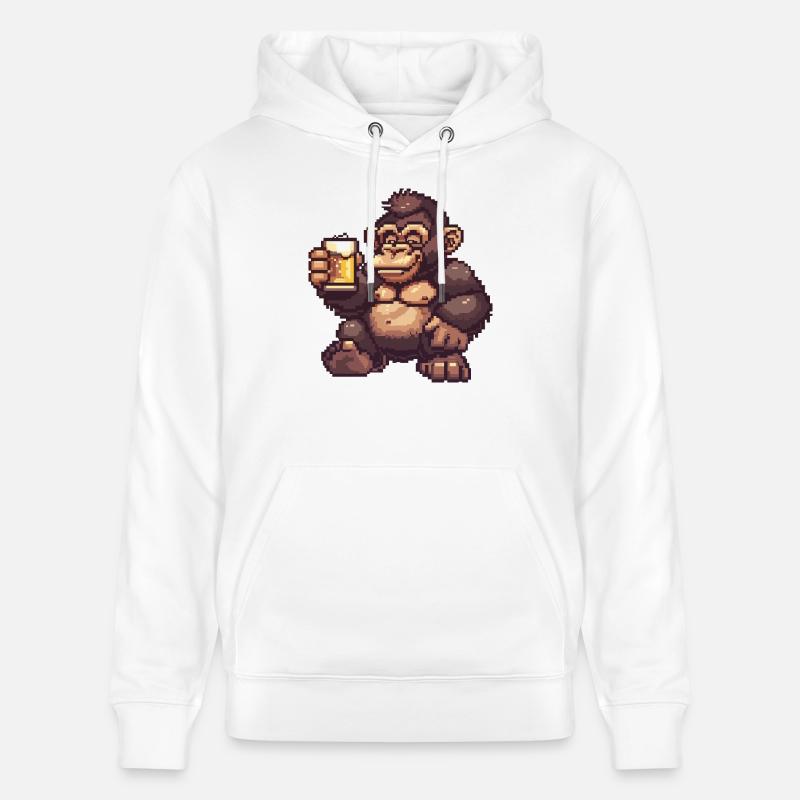 Gorilla Bier Pixel - Stanley/Stella Unisex Bio-Hoodie CRUISER  - Weiß