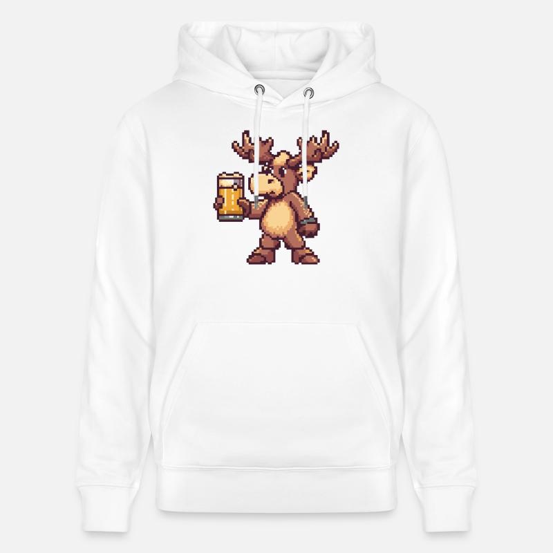 Elch Bier Pixel - Stanley/Stella Unisex Bio-Hoodie CRUISER  - Weiß