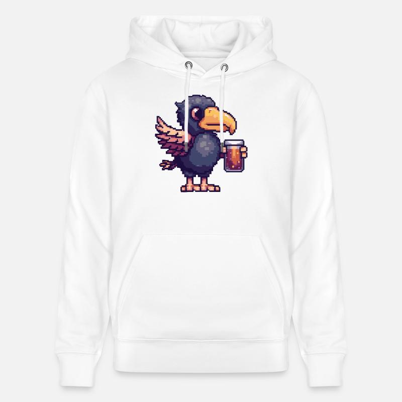 Harpie oiseau bière pixel - Sweat à capuche bio CRUISER Stanley/Stella Unisexe - blanc