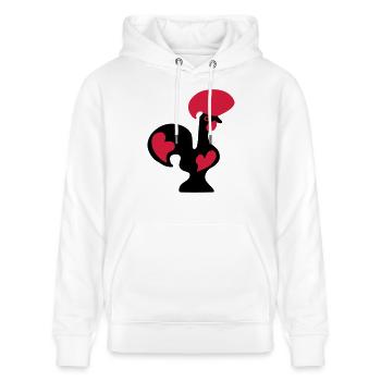 Portugiesische Zeichnung Hahn von Barcelos Portuga - Stanley/Stella Unisex Bio-Hoodie CRUISER  - Weiß - Vorne - Alina (178cm) & Michal (187cm)