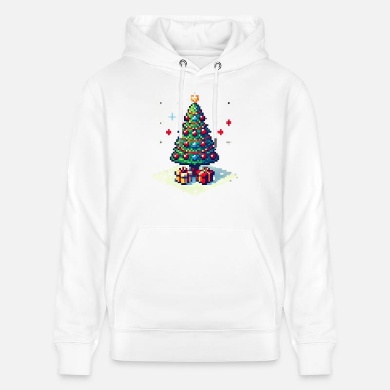 Arbre de Noël 8 bits - Sweat à capuche bio CRUISER Stanley/Stella Unisexe - blanc