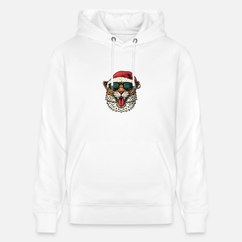 Léopard Noël Drôle - Sweat à capuche bio CRUISER Stanley/Stella Unisexe - blanc