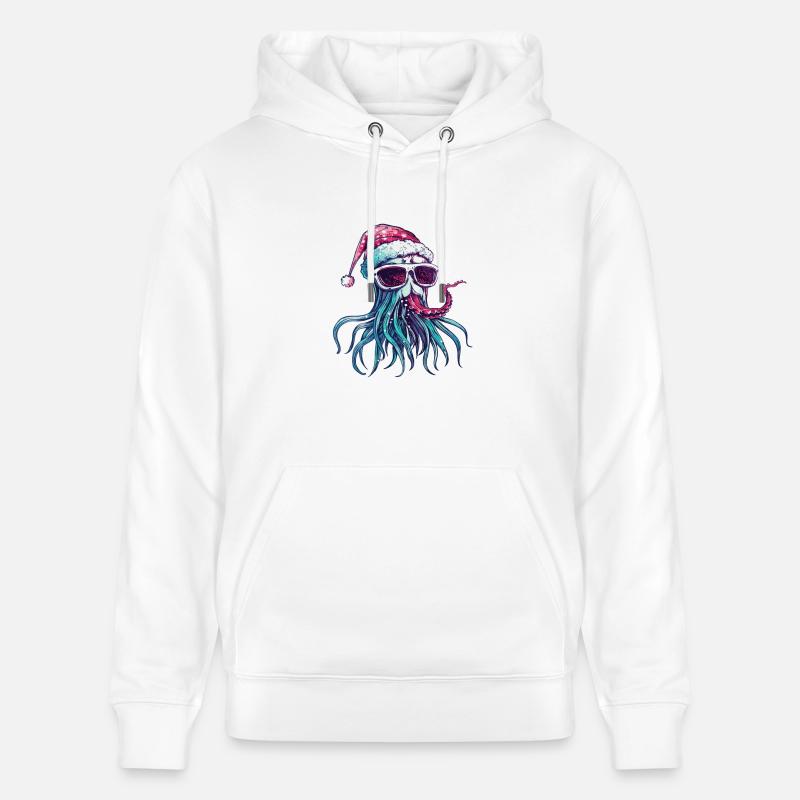 Méduse Noël drôle - Sweat à capuche bio CRUISER Stanley/Stella Unisexe - blanc