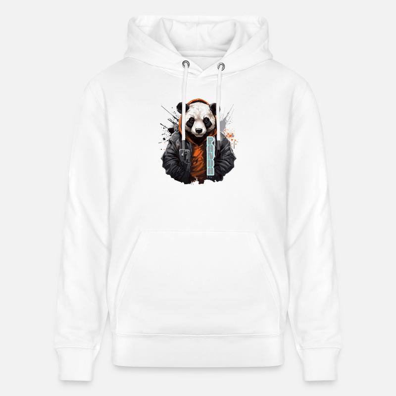 Panda Ours - Sweat à capuche bio CRUISER Stanley/Stella Unisexe - blanc