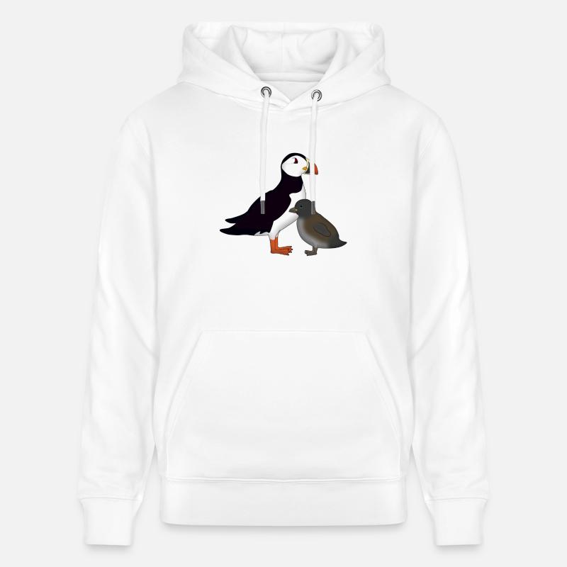 Macareux avec bébé - Sweat à capuche bio CRUISER Stanley/Stella Unisexe - blanc
