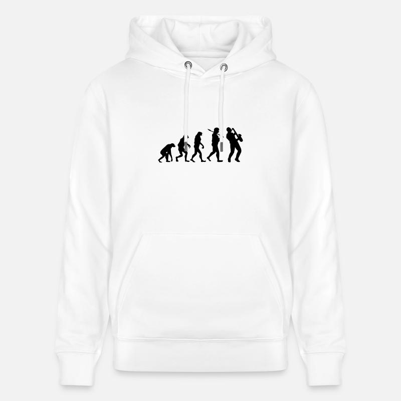 Evolution Saxophon Musik Geschenk Saxophonist - Stanley/Stella Unisex Bio-Hoodie CRUISER  - Weiß
